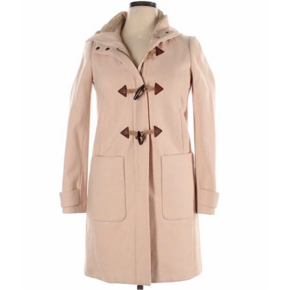 J. Crew Factory Wool Toggle Coat with hood in Warm Almond Size 4